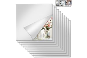 Bellanova Set da 4/10 Specchio Adesivo, Piastrelle Specchio Flessibile Quadrati 20x20 cm, Installazione Senza Fori, Specchi Adesivi per Decorazioni Murali (10)