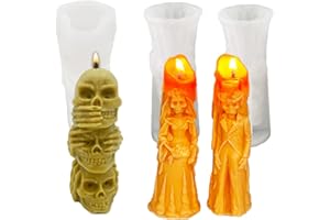 WYAHYQ 3Pièces Moule à bougie Lot de en Silicone Tête de Crâne Kit Fabrication Bougie Moule Halloween Diy,Moule Resine Epoxy