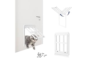 MISVAYLI Cat Flap Fly Screen, Automatic Lock Pet Door Cover, Dog Screen Door Automatic Lockable Dogs Door, Lockable Pet Screen Door for Sliding Screen Door Window Porch for Small Dogs Puppies Cats(White)