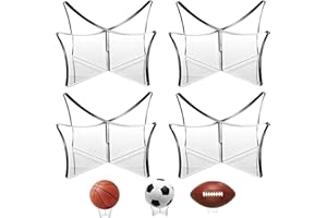WADY Porta Palloni, Espositore Basket, Espositore Palloni, 4 Pezzi Espositore per Pallone da Calcio, Base Basket Acrilico per Riporre e Display da Pallone Calcio Pallone Pallavolo Palla (Trasparente)