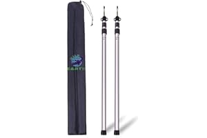 Wild Earth Lot de 2 Bâches Télescopiques en Aluminium avec Sac de 90 cm à 228 cm Max - Poteaux Télescopiques Portables Réglables pour Tentes, Bâches, Auvents, Camping, Abri, Randonnée