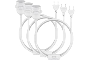‎PABANCE PABANCE 3 Pack Lampenfassung, E27 Lampenfassung mit Schalter, Lampenfassung E27 mit 3M Kabel, Lampenständer mit Stromkabel Schraubringschalter für Büro, Küche, Wohnzimmer