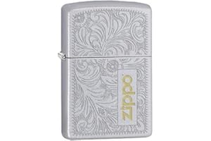 Zippo Briquet tempête – Vénitien, Chrome satiné, Deux Tons – Rechargeable – Réutilisable – Design Coupe-Vent – Boîte Cadeau – Fabriqué aux États-Unis