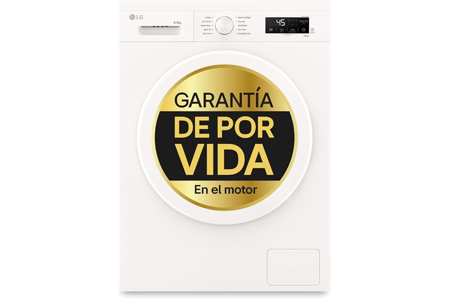 LG W4X1085NWH - Lavadora Secadora Inverter Direct Drive 8/5kg, 1400 rpm, 6 Motion, Vapor Steam, Wi-Fi ThinQ, Clasificación A 