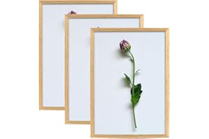 Atryinous Lot de 3 cadres photo, format A5, 15 x 21 cm, en bois de chêne avec verre Acrylglas, à suspendre, à poser, pour photos/affiches, collages