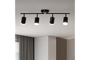 Leselux Spotlight Ceiling Light 4 Way, Modern LED Ceiling Light Black, Rotatable Kitchen Spot Lights Bar, GU10 Spotlight Fitting for Bedroom Living Room, Bulb not Included
