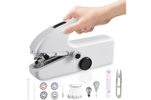 MAKDLY Handheld Sewing Machine, Mini Portable Hand Sewing Machine for Beginners, Electric Sewing Machines for Beginners with 2 Speeds & Dual Electric Power Mode, Suitable for Adults, DIY, Home, Traveling