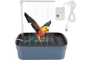harupink Vogel Badehaus Badewanne,Haustier-Vogeltränke mit Umwälzhahn,Automatische Vogeldusche Wellensittich,Multifunktionaler Vogelbadewanne,Vogel Dusche Papagei Badewanne für Vögel