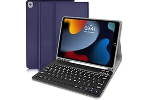 LIELAX iPad 10.2 Keyboard Case 9th Generation(2021)/ 8th Gen(2020)/ 7th Gen(2019), Detachable Wireless Keyboard Case with Pencil Holder, (UK Layout) Keyboard with case for iPad Air 3, iPad Pro 10.5 2017