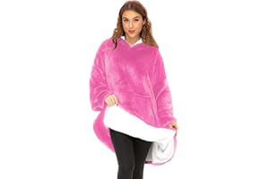 O³ Coperta con Cappuccio, Plaid con Maniche, indossabile in Pile, Felpa Oversize Donna, Blanket Hoodie - Confortevole e Morbido - Perfetto per Le Notti Invernali sul Divano (Rosa)