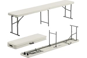 Harbour Housewares Folding Garden Benches - 6ft (180cm) - Pack of 2 - Heavy Duty Folding Utility Bench Easy Store Indoor Outdoor Patio Seating for Outdoor Events, Camping Picnic, Arts and Crafts