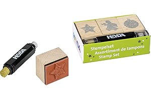 Heyda 204888494 Heyda 204888494 - Juego de sellos navideños (8 x 4,5 x 2,5 cm, 3 sellos de madera)