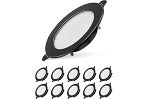 Dexnump Spot LED Encastrable, Spots Encastrables Ultra Plat 230V, 7W Spots de Plafond Énergétique Spots Encastré IP44 pour Salle de Bain Cuisine Salon Couloir, 25mm Épaisseurs, Lot de 10 (Noir,4500K)