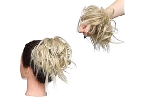 S-NOILITE XXL Postiche Cheveux En Caoutchouc Chouchou Chignons VOLUMINEUX Bouclés Ou Chignon Décoiffé Extension a clip Cheveux Naturel Blond de cendre à blond de blanchiment