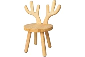 Yier Mei Deer Antler Child Wooden Stool,Solid Wood Backrest Children Chair Step Stool Ideal for Kids, Perfect for for Eating, Reading, Playing,Garden, Fishing