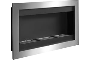 HOMCOM Camino a Bioetanolo da Parete Biocamino di Design con 3 Bruciatori in Acciaio Inox 110 x 63 x 16cm