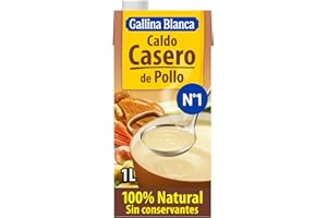 GALLINA BLANCA Caldo Casero de Pollo 100% Natural | Elaborado con Pollo Fresco y Verduras de la Huerta, Cocinado a Fuego Lento Durante 3h. Sin Gluten, Sin Conservantes, Bajo en Grasa - 1L