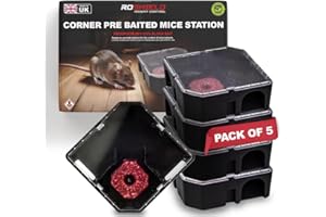 ROSHIELD 5x Pre-Baited Little Mouse Bait Station Kit | Corner‑Fitting Design for Maximum Effectiveness | Indoor & Outdoor Rodent Control | Ready-to-Use | Secure & Safe | UK Made