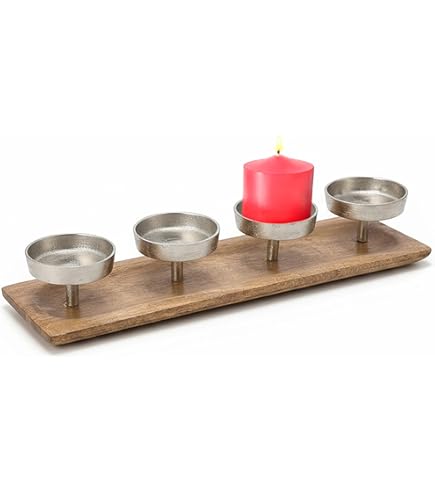 Baksteenvorm adventverlichting 60 x 15 cm - voor 4 stompkaarsen - kerstkandelaar van hout - vintage decoratieve houten kist kandelaar kerstdecoratie tafeldecoratie used look