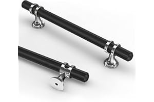 Coinkoly 10 Pack Matte Black and Polished Chrome Cabinet Pulls 160MM Hole Centers Kitchen Cabinet Handles Knurled Drawer Pulls Kitchen Cupboard Handles UK0002