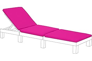 Gardenista Garden Sun Lounger Replacement Pad | Allibert Keter Daytona Lounger Cushion | Outdoor Water Resistant Sunlounger Recliner Chair Cushion | Patio Furniture Sunbed Cushion (Pink)