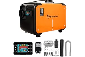 Sunster 12V/24V 8KW Diesel Air Heater, All in One Truck Heater, Portable Diesel Heater Night Parking Heater with Remote Control LCD Monitor and Silencer for Car Trucks Bus RV and Trailer