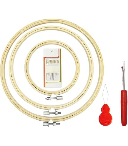 Set Da 4 Telai Per Ricamo In Bambù HMCEY – Misure 8, 10, 15 E 20 Cm, Regolabili Con Vite, Perfetti Per Punto Croce E Cucito Creativo