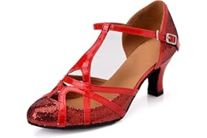 MINITOO Damen Glitzer Salsa Tango Ballsaal Latin Tanzschuhe t-Strap Geschlossen Abend Party Hochzeit Schuhe