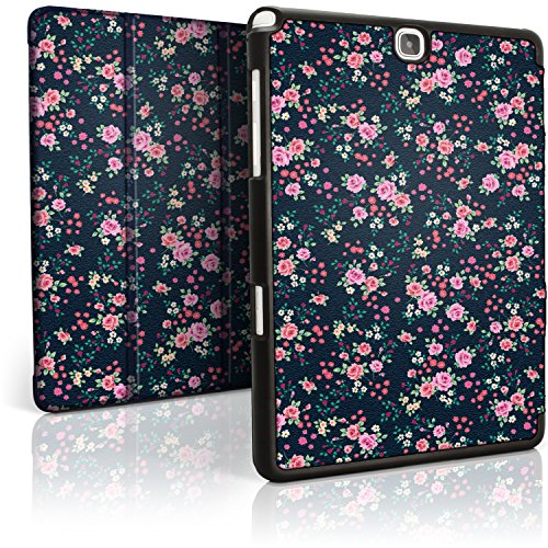 igadgitz ‚Designer Kollektion‘ Pink Rosen Blumen PU Ledertasche Hülle Smart Cover für Samsung Galaxy Tab A 9.7″ SM-T550 mit Multi-Winkel Betrachtungs + Auto Sleep/Wake + Displayschutzfolie - 2