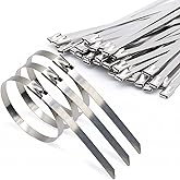 Pack of 100 Cable Ties 300 mm Metal Stainless Steel Cable Ties Rustproof Metal