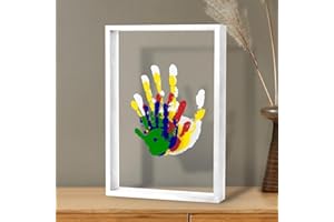 MoFarbe Family Handprint Kit for 4, DIY Craft Keepsake Frame, Hand Print Ornament Kits, Family Gifts for New Parents, Grandparents, New Mom, New Baby, Father's Day, Mother's Day (White)