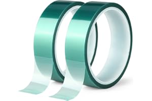 GDRTWWH 2 rotoli di nastro adesivo in poliestere ad alta temperatura, nastro in PET con adesivo in silicone, ideale per pittura, verniciatura a polvere, anodizzazione, circuiti, stampanti 3D (25 mm x 25 m)