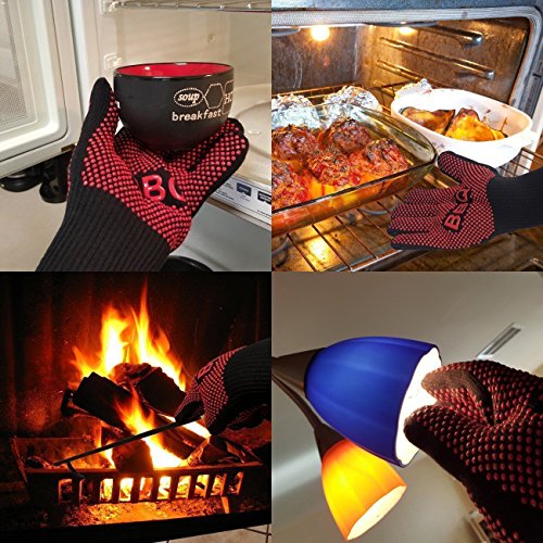 XY Life Topfhandschuhe Grillhandschuhe ,Hitze Beständig Silikon Baumwoll BBQ handschuhe,1 paar - 6