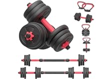 AOAS Adjustable Dumbbells Set for Man and Women, 6 in 1 20KG Multifunctional Free Weights Dumbbells Set, Kettlebell, Barbell,