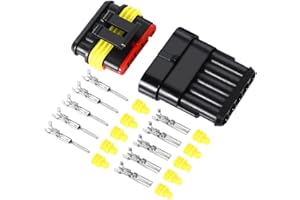 Aiqeer 5 Set 5 Pin Coche Impermeable Electrico Cable Conectores, Kit de Enchufe y Clavija de Conector Electrico Impermeable Coche
