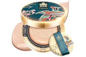 CATKIN Fond De Teint Cushion, Formule Légère Et Longue Tenue, Anti-Âge, Effet Naturel, Extraits De Plantes 7 En 1, Finition Satinée Transparente, Recharges Incluses, 13g*2