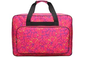 ANSO Waterproof Nylon Sewing Machine Tote Bag Sewing Machine Storage Bag Travel Portable Sewing Machine Hand Bags Carrying Case w/Pockets & Handle for Most Standard Sewing Machines & (L,Hot Pink)