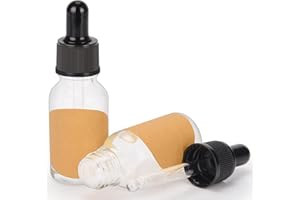 Stonylab 2 Pack Flaconi Contagocce in Vetro, Vuoto con Contagocce Affusolato, Tappo Interno e Etichetta per Oli Essenziali, Fragranze e Aromaterapia (15 ml, Trasparente)