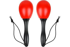 A-Star - Par de maracas de huevo de plástico pequeño, sonajero agitador de 12 cm, instrumento de percusión rítmica, color rojo