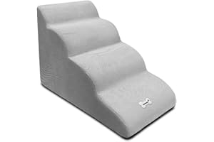 Galatée Escalier pour Chien, Escalier Amovible Et Lavable pour Animal De Compagnie, Rampe Antidérapante à 4 Marches pour Animal De Compagnie, Marches pour Chien pour Canapé-Lit Haut(Gris)