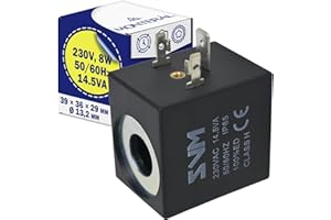 Bobine pour Electrovanne - 39 x 36 x 29 mm Ø 13,2 mm - Class H IP65-230V 8W 50/60Hz 14,5VA - Garantie de 10 Ans - MONTERAL