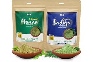 BSY Organic Indigo Powder & Henna Hair Color Combo Kit - Natural Hair Color, Hair Care - 227g Each