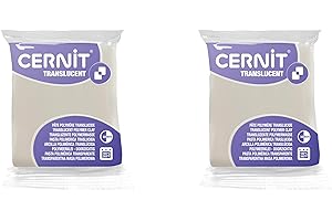 CERNIT CE9256024AMZC - A Batch of 2 Translucent Polymeric Doughs Modelling and Baking Dough - Phosphorescent Colour - 2 x 56 g Blocks - Manufactured in Belgium