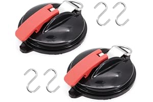 Yuhtech Przyssawka na kemping, 2 przyssawki mocne, z 4 hakami S, wielofunkcyjna przyssawka samochodowa, idealna na kemping, do mocowania plandek bagażowych, namiotów, napinaczy samochodowych