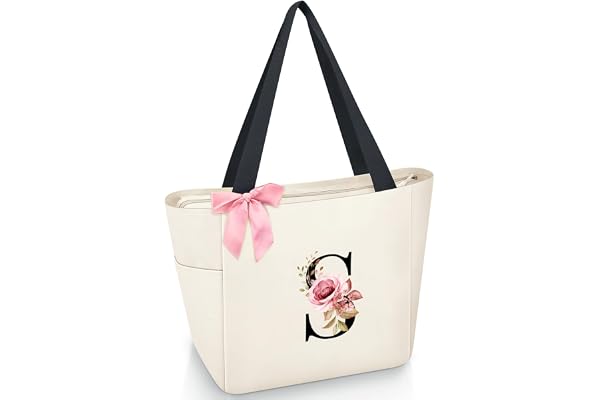 Vavabox Sac Cabas Personnalisé avec Initiale A-Z, Cadeau Imperméable pour Femmes, Demoiselles d'Honneur, Maman, Enseignantes, Amies