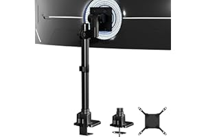 PUTILSEN MOUNT Supporto Monitor Scrivania da 27-57’’, Braccio Monitor, Capacità fino a 27 kg, Altezza Regolabile, Inclinazione, Rotazione, Vesa 75 100 200 mm, Nero