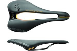 Selle Italia SLR Boost TM Superflow Tour de France - Siodełko do Roweru Szosowego, Klasycznym Designem SLR, Wygodnym żelem i Anatomicznym Otworem - Rozmiar S3, Czarny/Żółty