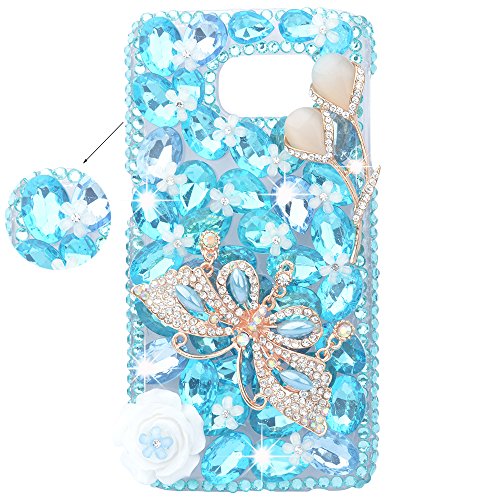 Preisvergleich Produktbild Spritech (TM) 3D handgemachte reine weiße Kristall Blume Bling Schmetterlings-Diamant-Entwurfs-harter Abdeckungs-Fall