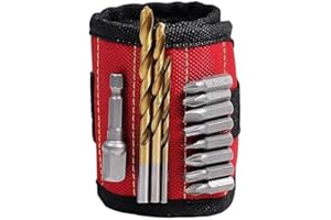 DRUCK Solutions Magnetarmband für Handwerker - Bithalter - Handwerker Armband - Schrauben Halter - Geschenk für Männer - Handwerker Gadgets für Jeder-Mann und Frau mit 10 Magneten (rot/schwarz)