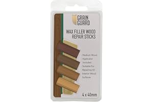 GRAIN GUARD Relleno de cera Barras de reparación de madera | MADERA MEDIANA | Kit de reparación de muebles | Multisuperficie: madera, plástico, superficies duras | 4x40mm
